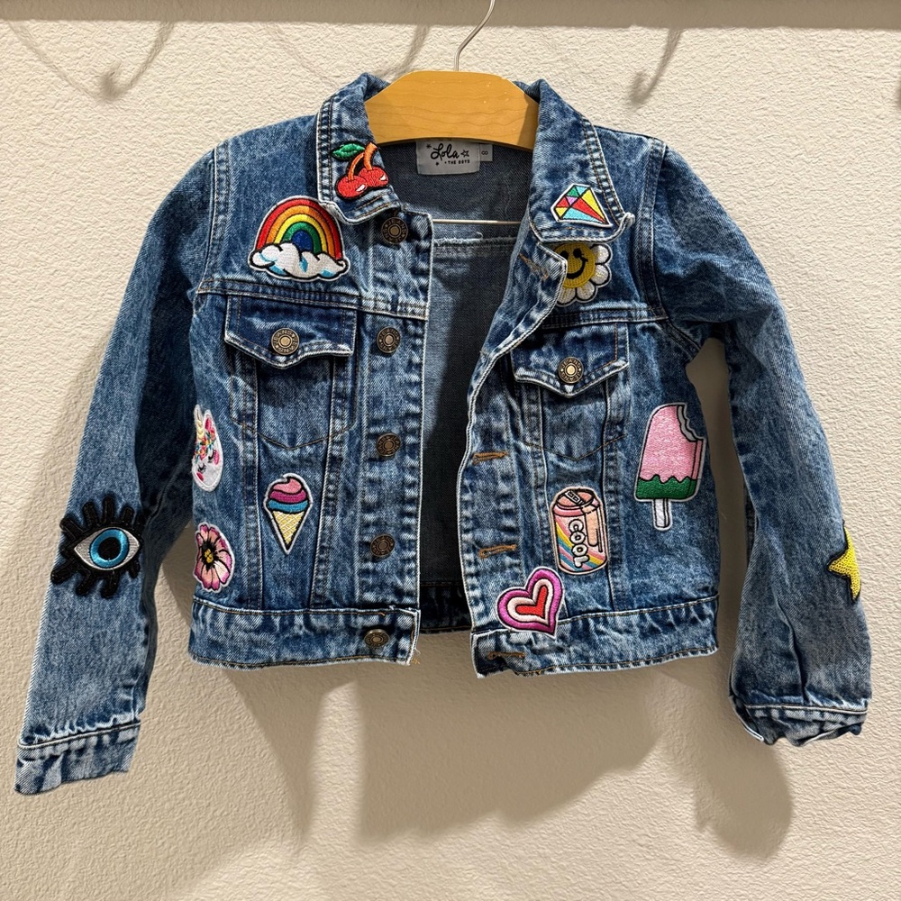 Lola + the Boys All About that Patch Jean Jacket Cropped Size 8